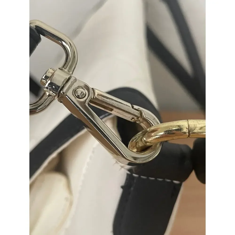Liz Claiborne Quilted Bag Cream Black Tassel Gold Accent